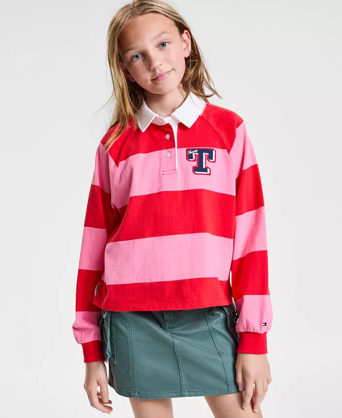 

Толстовка с принтом регби из хлопка для больших девочек Tommy Hilfiger, красный