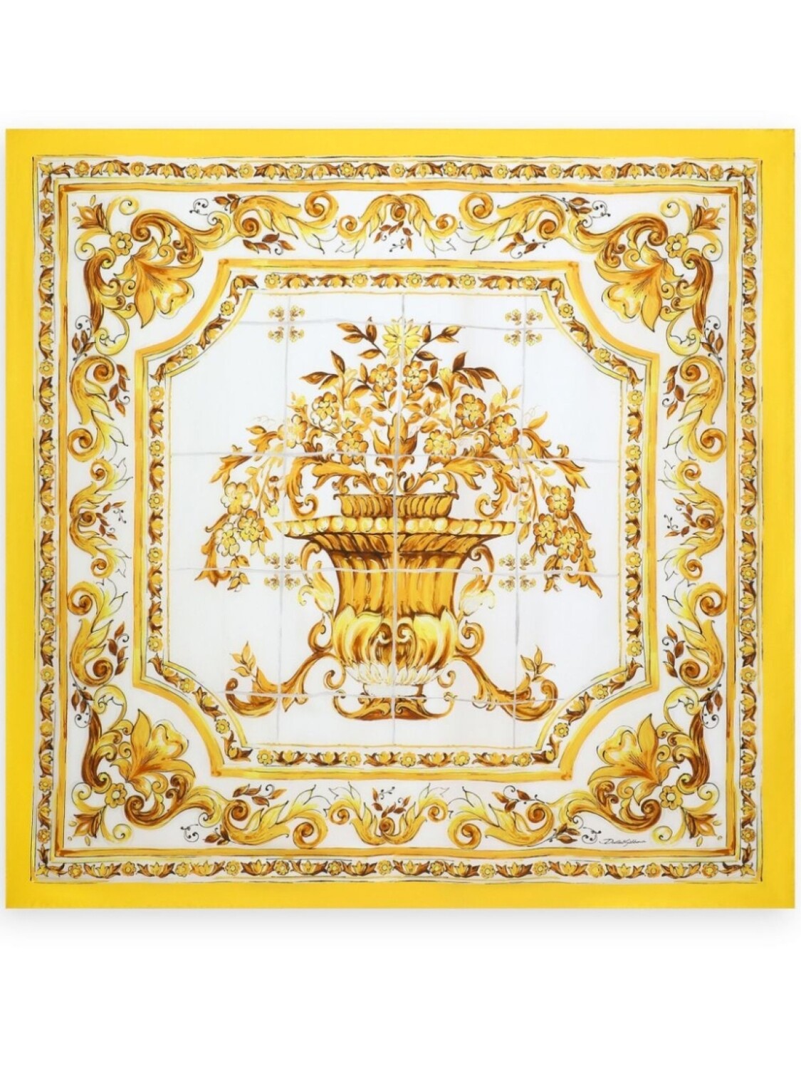 

Dolce & Gabbana шелковый платок с принтом Majolica, желтый