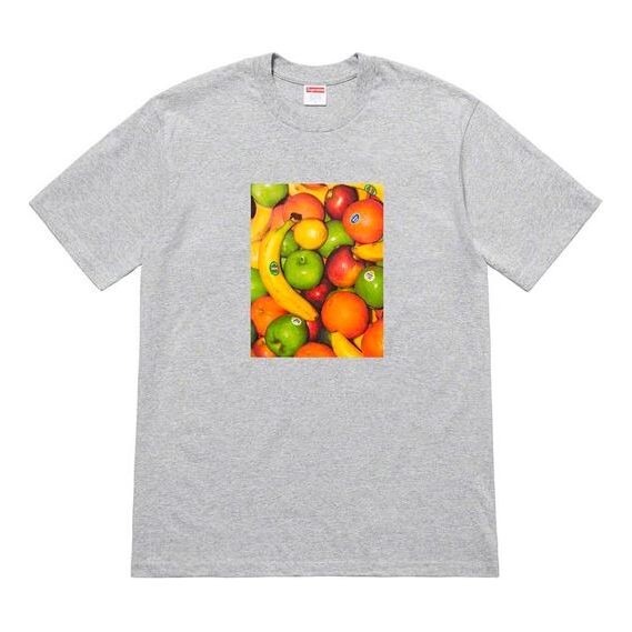 

Футболка ss19 fruit tee heather grey printing short sleeve gray Supreme, серый