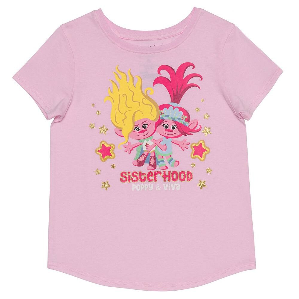 

Футболка Jumping Beans DreamWorks для девочек 4–12 лет с рисунком Trolls Poppy & Viva Sisterhood, цвет Pink Veranda Heather