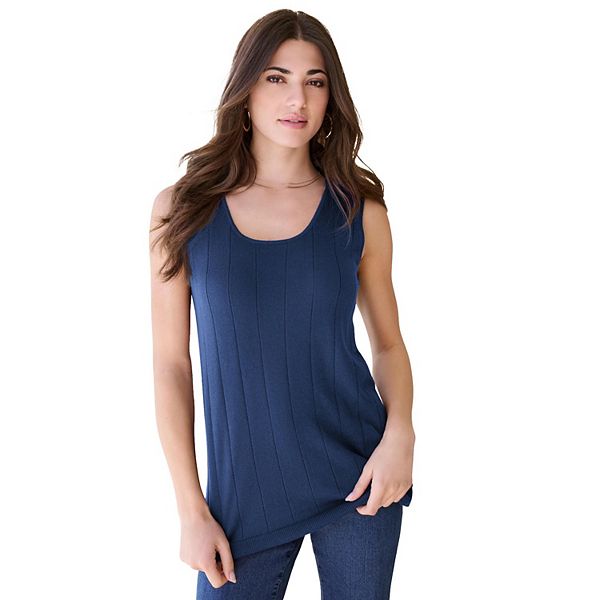 

Женский плюс сайз дроп нидл топ легкий свитер Roaman'S, Navy