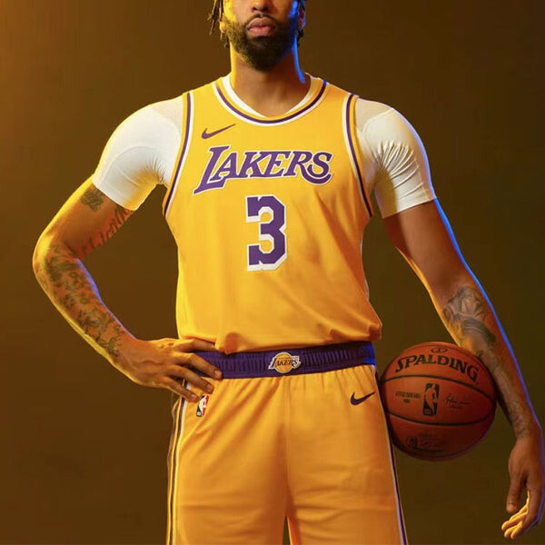 Футболка баскетбольная майка жилет nba sports sw fan edition 20 сезон los angeles lakers davis № 3 Nike, желтый — фото 3