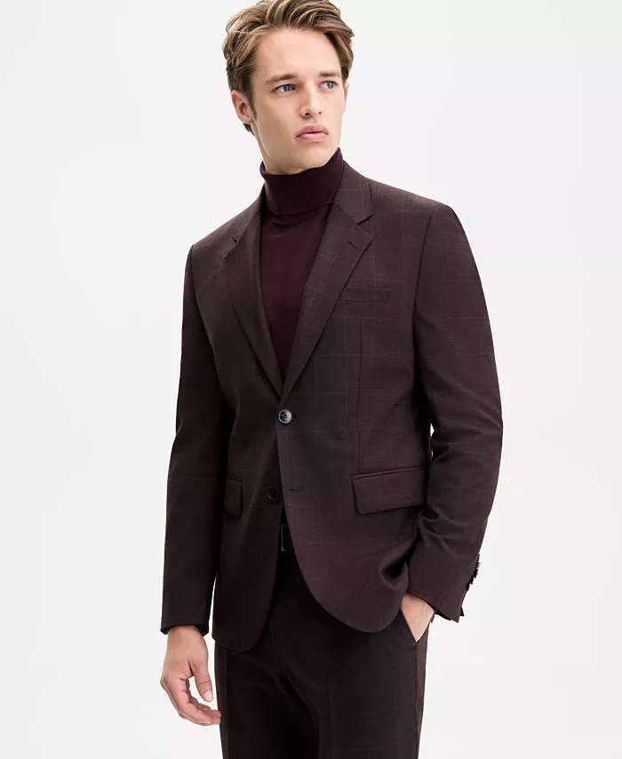 

Мужской клетчатый пиджак современного кроя Hugo Boss, красный