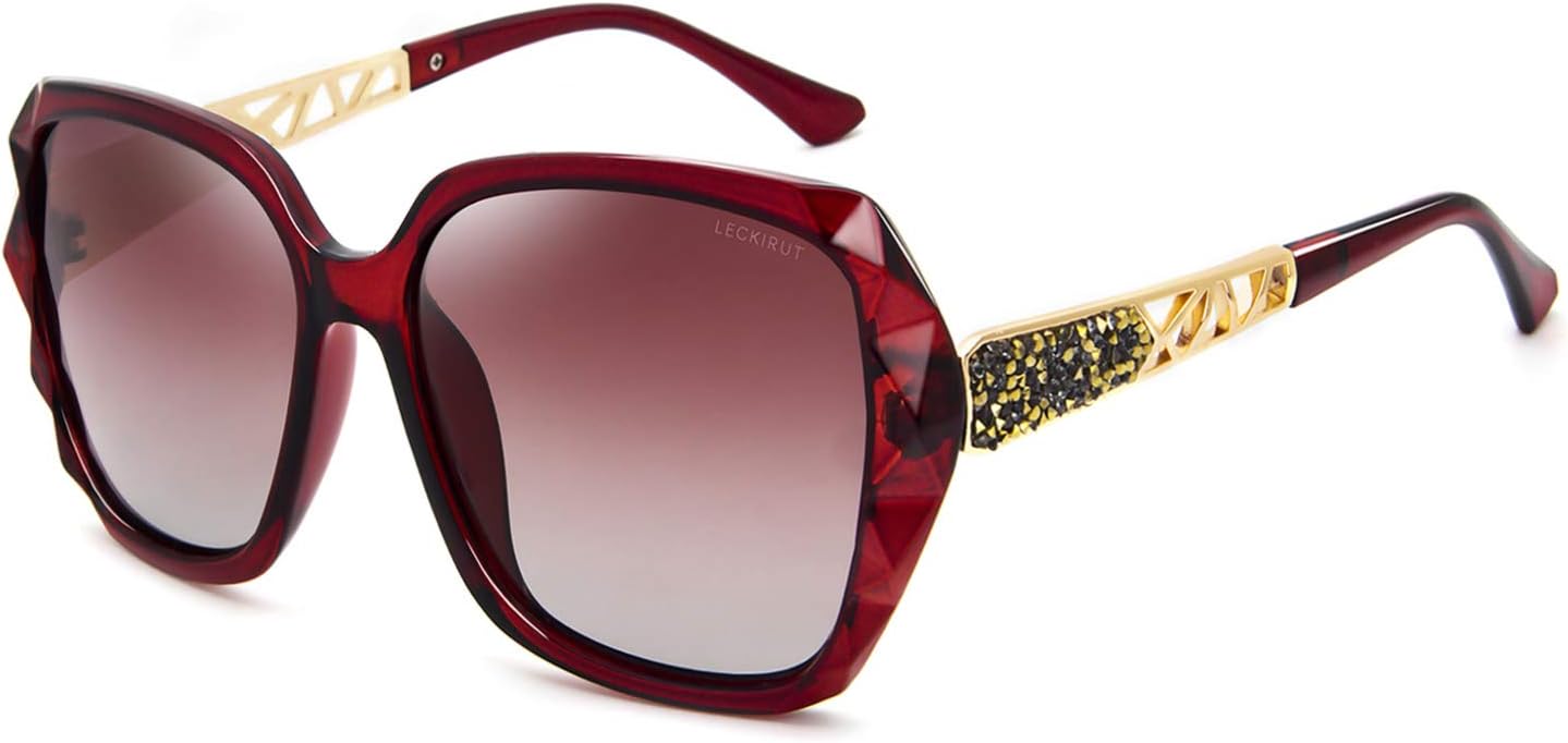 

Женские солнцезащитные очки LECKIRUT большого размера, поляризованные, с защитой от УФ-излучения, классический стиль, черная оправа, серые линзы, L8-red Frame/Red Lens