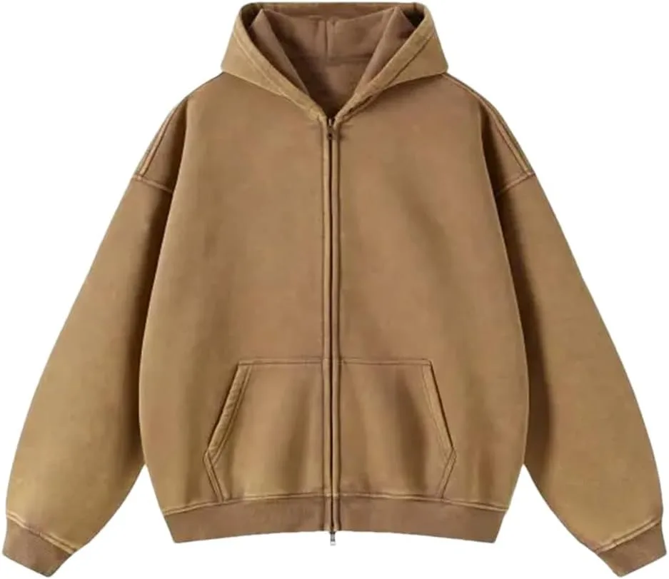 

Мужская весенняя уличная одежда YTR6TW: стильная потертая флисовая толстовка с молнией