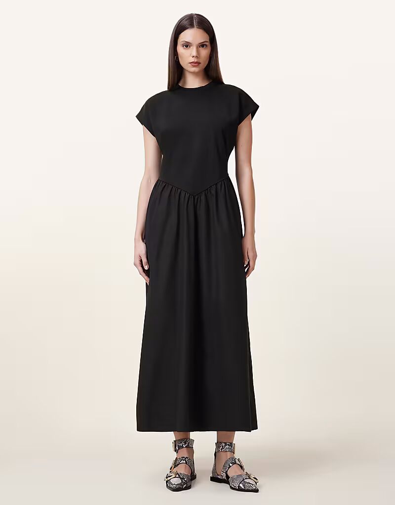 

Платье-футболка AllSaints Frankie с заниженным подолом черного цвета
