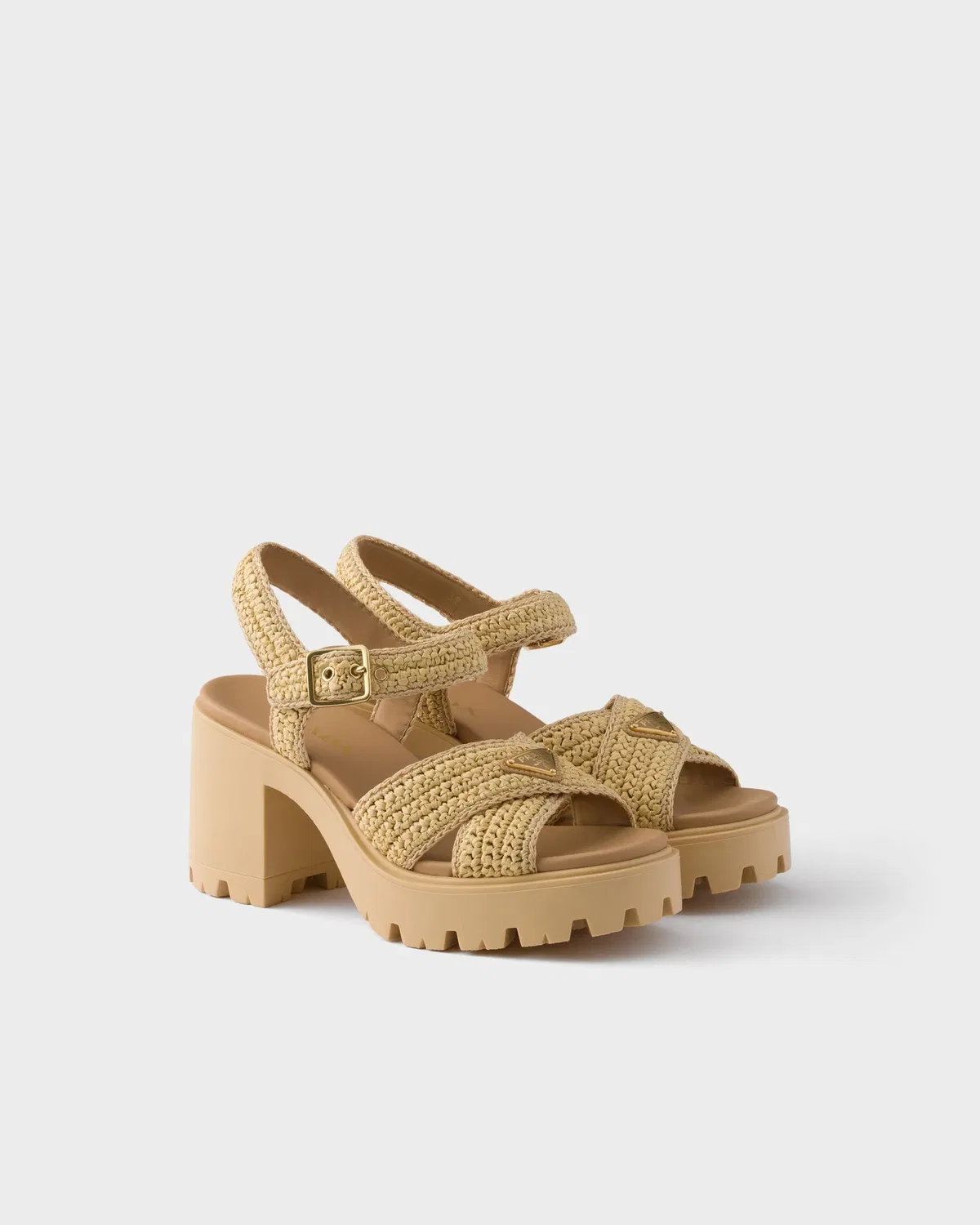 Вязаные сандалии Prada, бежевый
