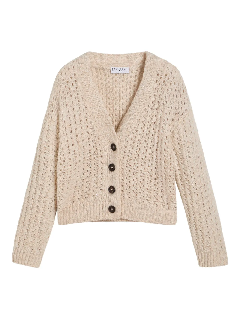 

Ослепительный ажурный кардиган Brunello Cucinelli Kids, нейтральный