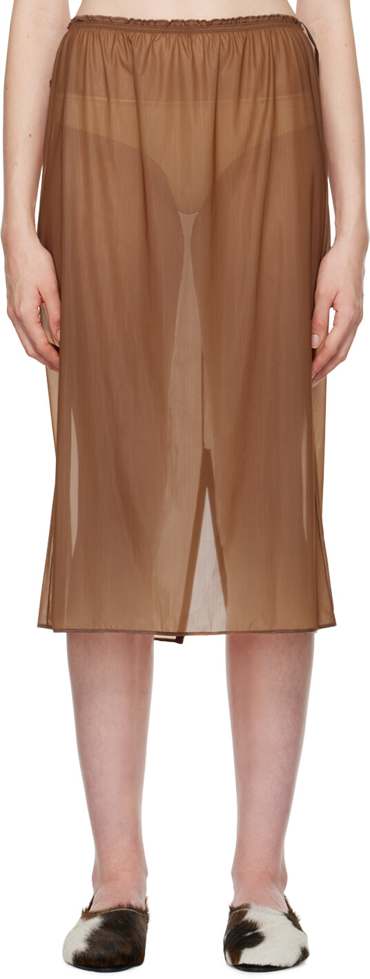 

Коричневая прозрачная юбка миди Carven