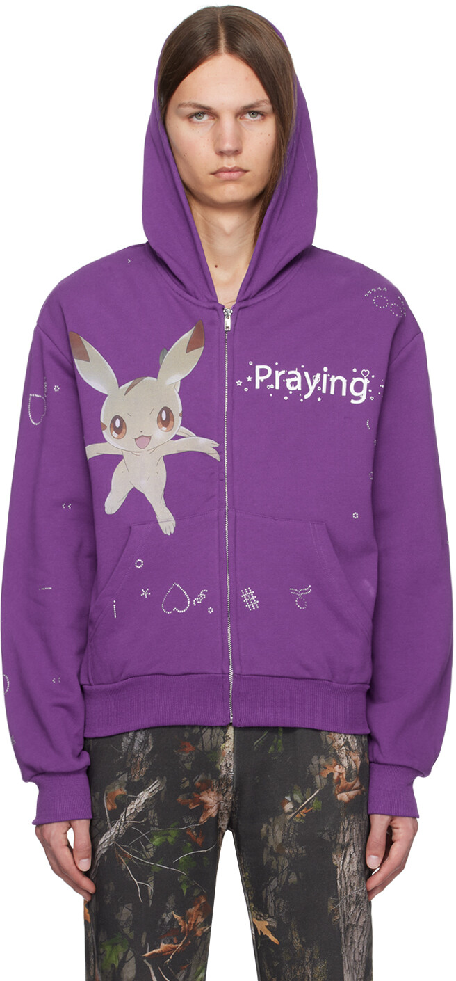 

Толстовка с капюшоном Pocket Creature Praying, фиолетовый
