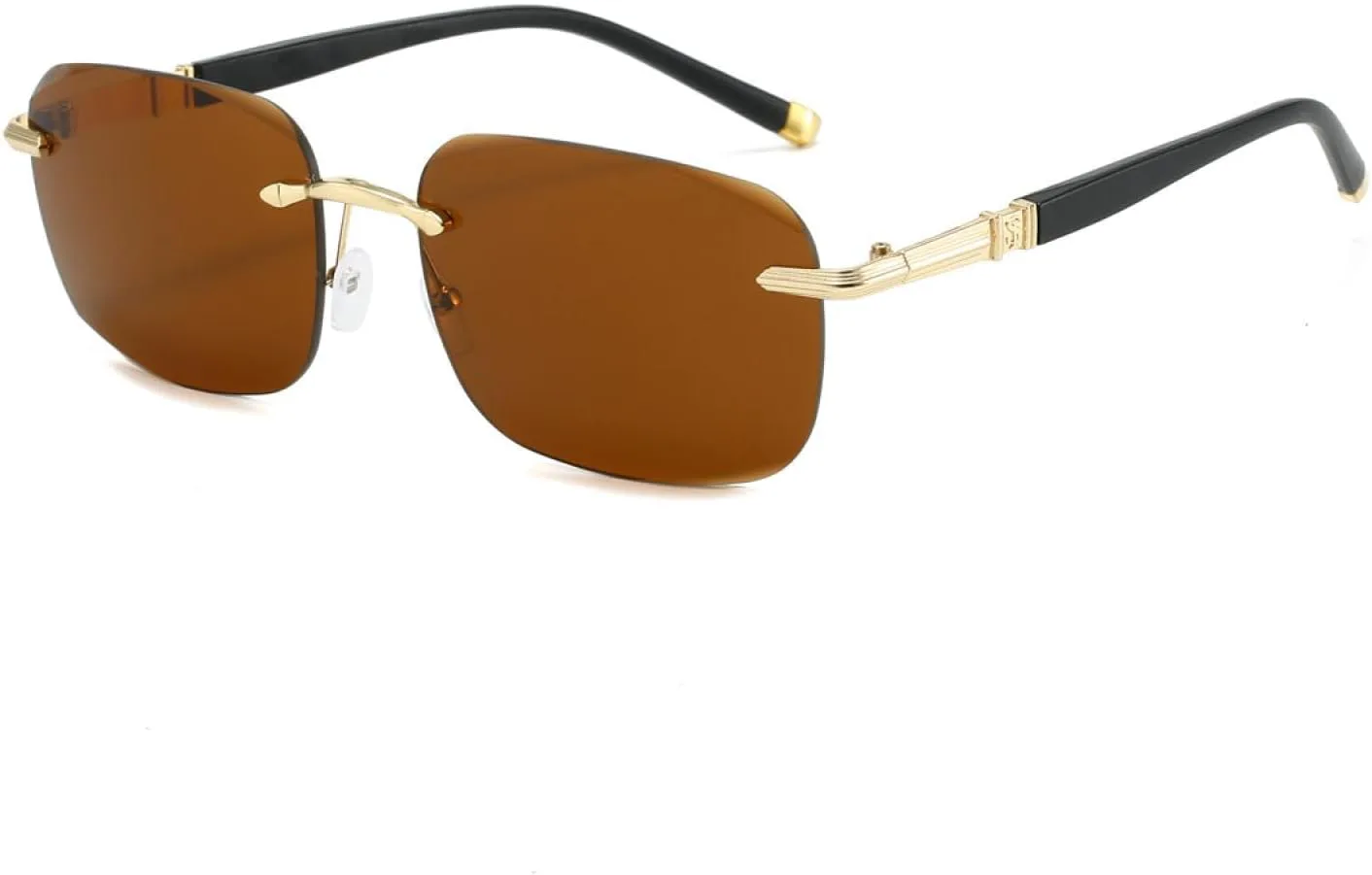 

Солнцезащитные очки без оправы с закругленными краями - защита от УФ-излучения UV400 - очки для вождения и спорта - легкие очки унисекс DSVIGF, Golden-brown