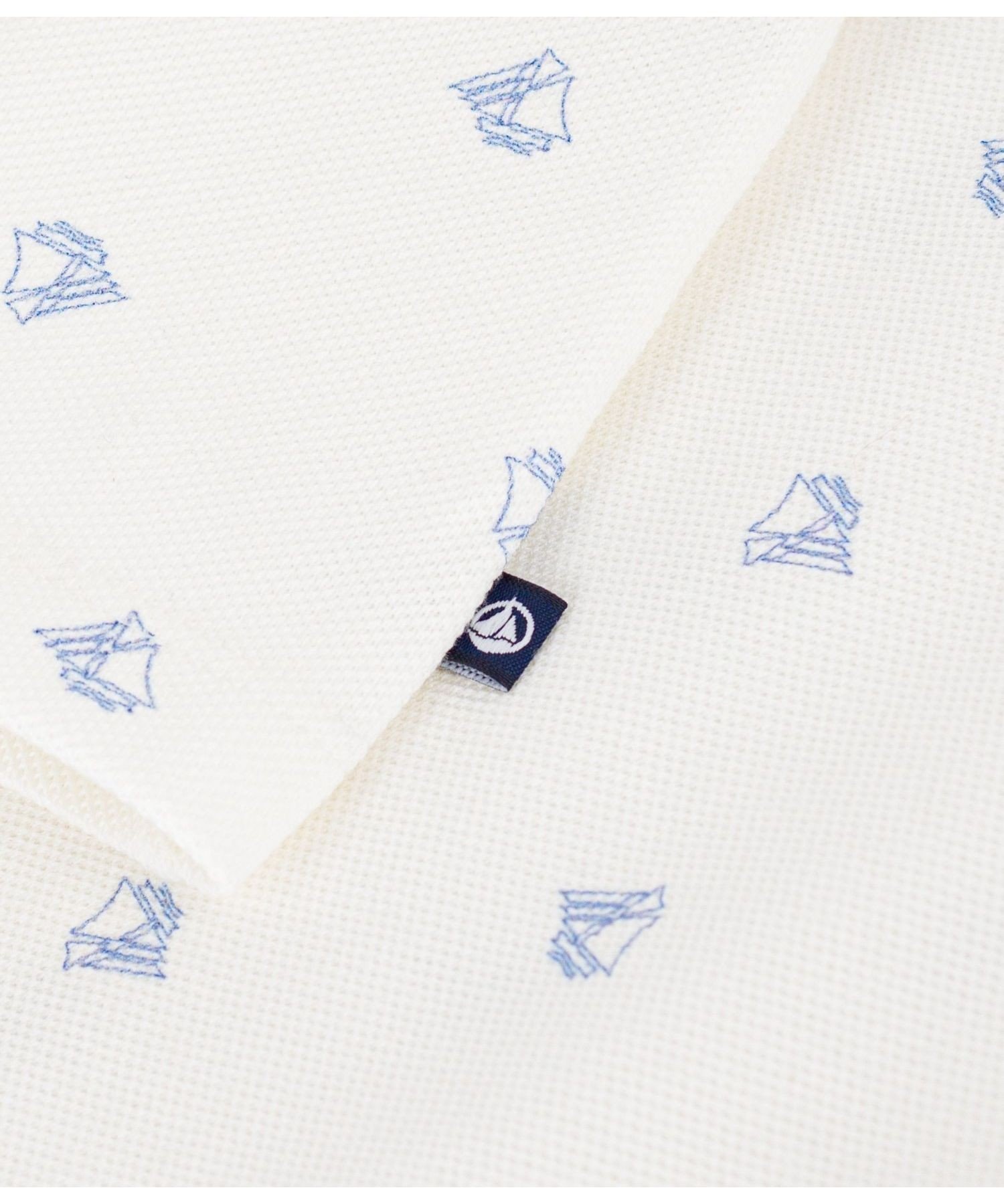 Рубашка-поло с короткими рукавами из трикотажа пике PETIT BATEAU, Off-white/blue — фото 3