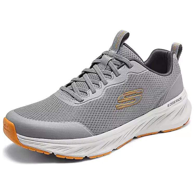 Спортивные низкие кеды для бега мужские серо-оранжевые Skechers — фото 2