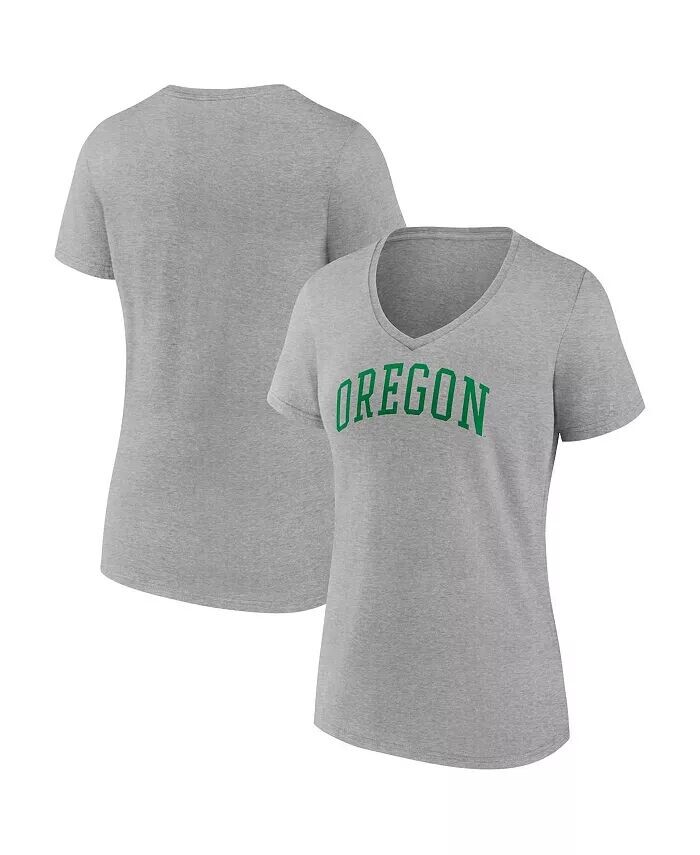 

Женская футболка Heather Grey Oregon Ducks Basic с v-образным вырезом и аркой Fanatics