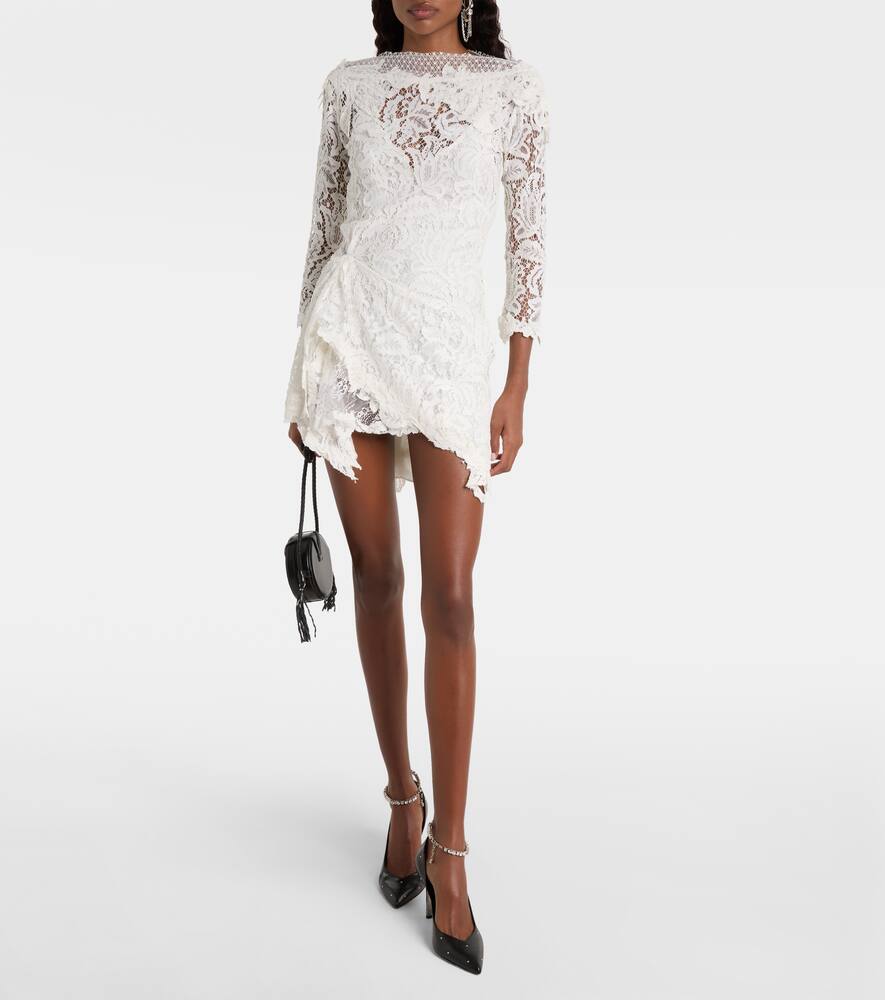 Рубиана кружевное мини-платье из хлопковой смеси Isabel Marant, White — фото 2