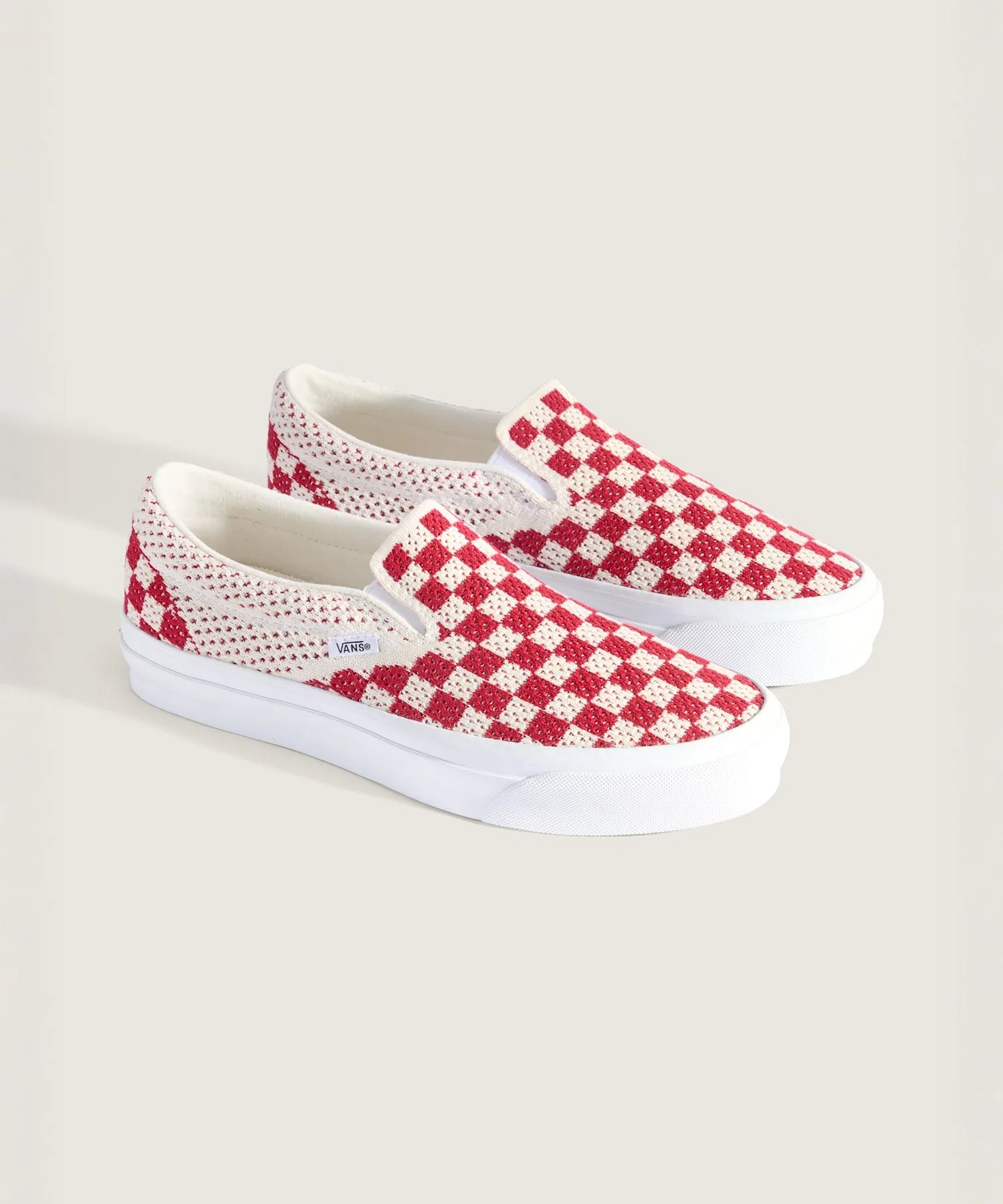 Унисекс слипоны VANS PREMIUM Classic Slip-On 98 EK с клетчатым принтом красные — фото 2