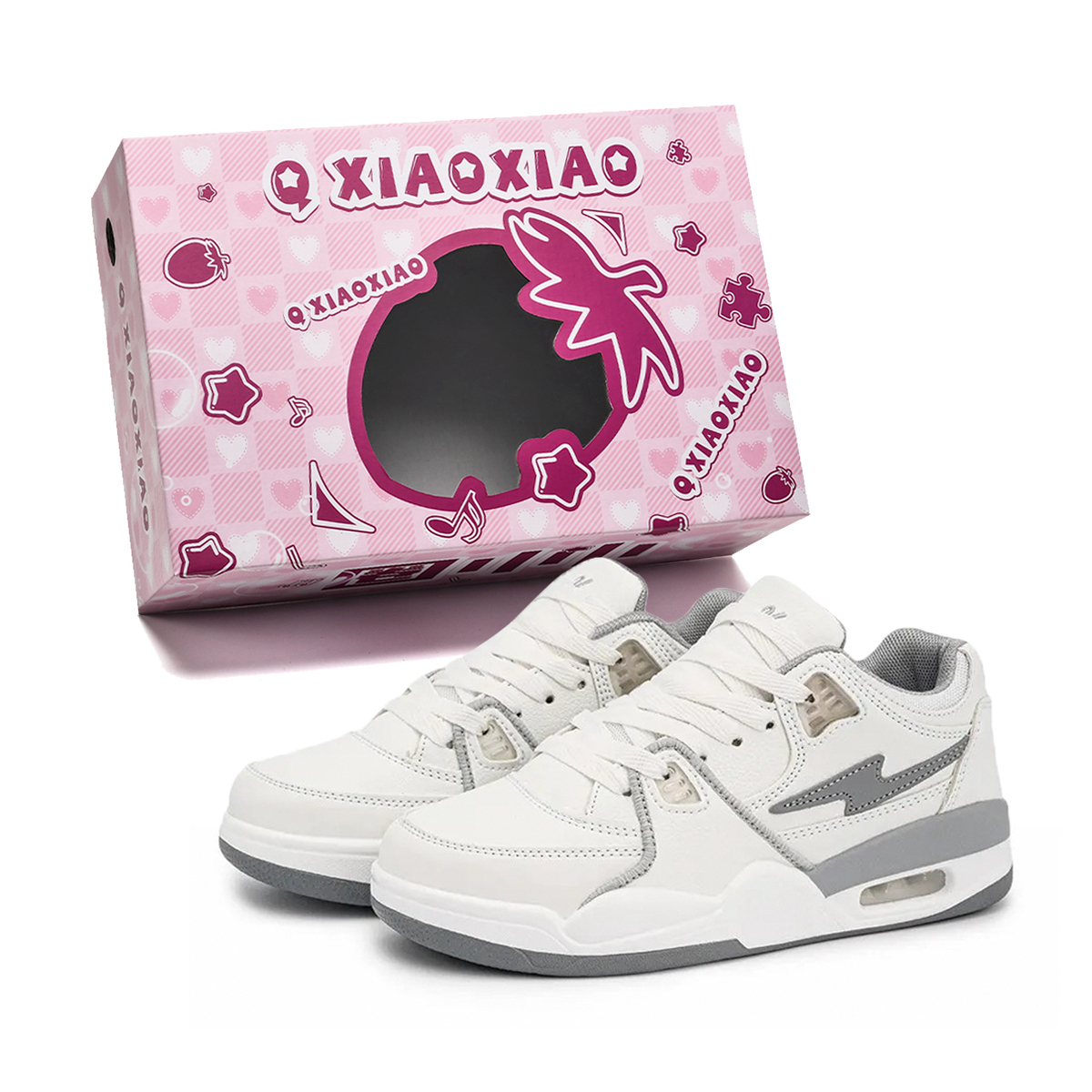 

Circle small Антискользящие износостойкие легкие дышащие лоу-топ скейтборд кроссовки унисекс в коробке бело-серые, цвет White Gray