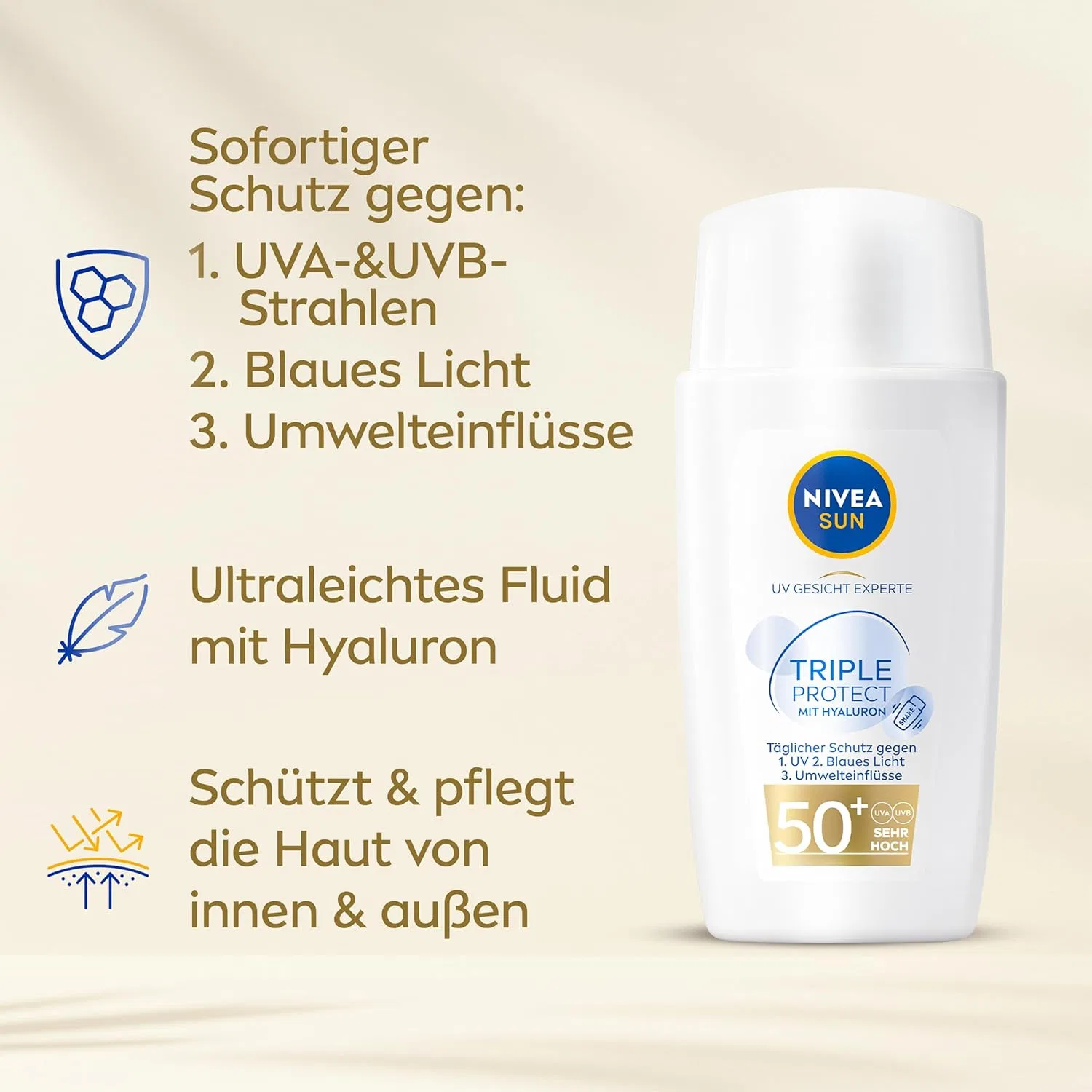Солнцезащитный флюид для лица «UV Face Triple Protect» SPF 50+ от NIVEA SUN Nivea Sun — фото 2