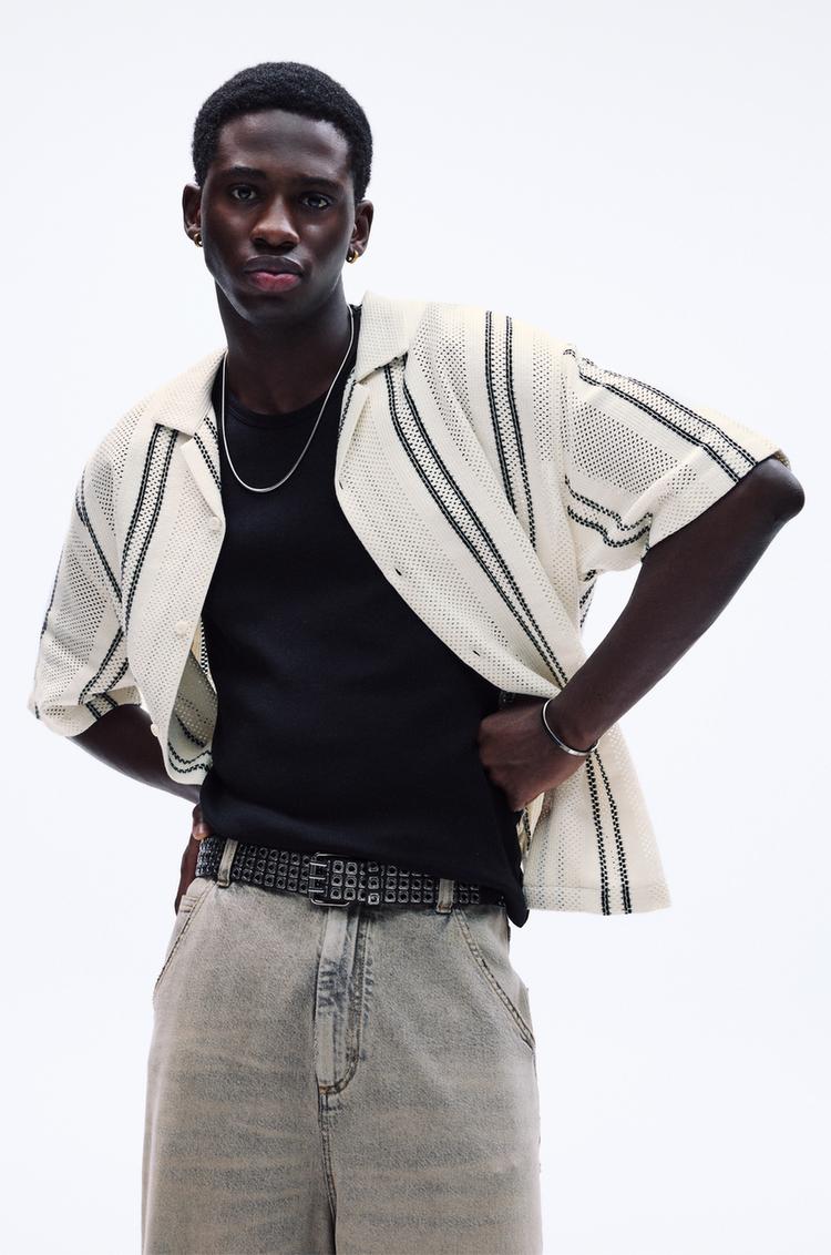 

Полосатая рубашка крючком Pull And Bear, мультиколор