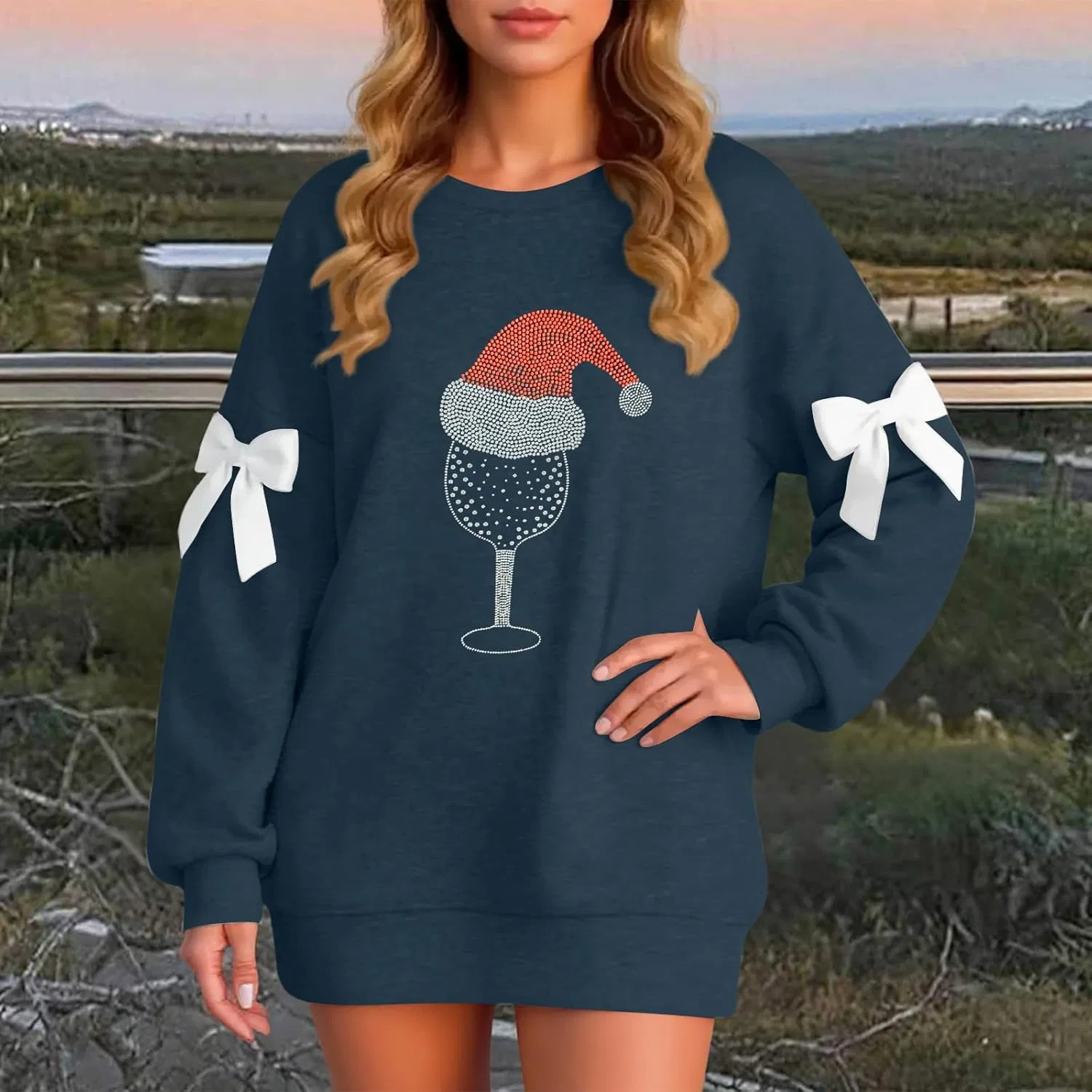 Женский свитшот с принтом Santa Claus, 2-dark Gray — фото 2