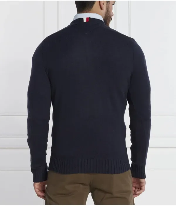 Шерстяной свитер с круглым вырезом из мериносовой шерсти MULTI HTR regular fit Tommy Hilfiger, темно-синий — фото 4