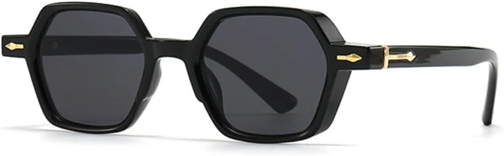 

Популярные модные солнцезащитные очки в форме маленьких многоугольных квадратов для женщин, градиентные линзы, защита от УФ-излучения UV400, модные очки для мужчин, декор с заклепками generic, Black Gray