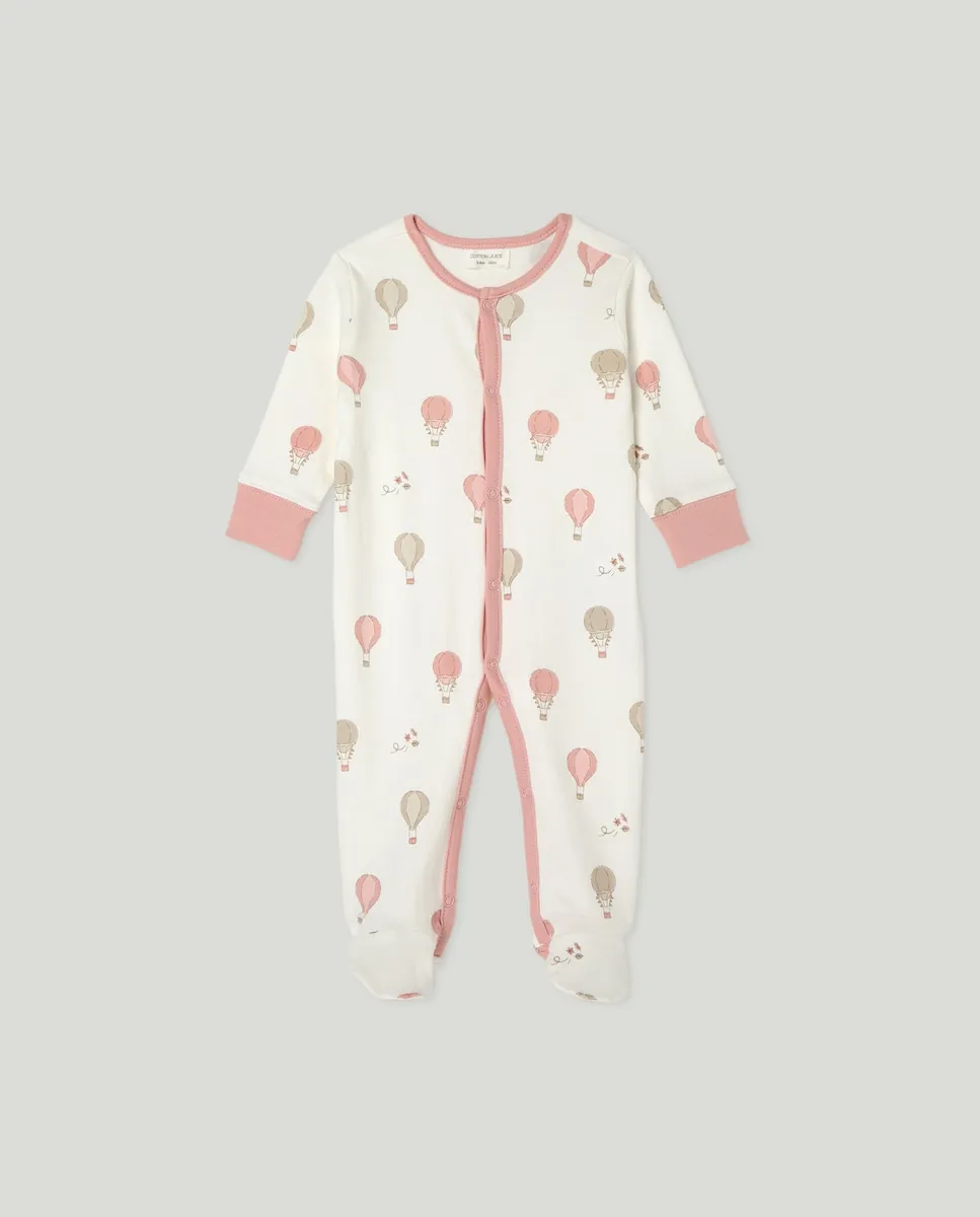 

Длинный комбинезон с узором для малышей Cotton Juice, розовый