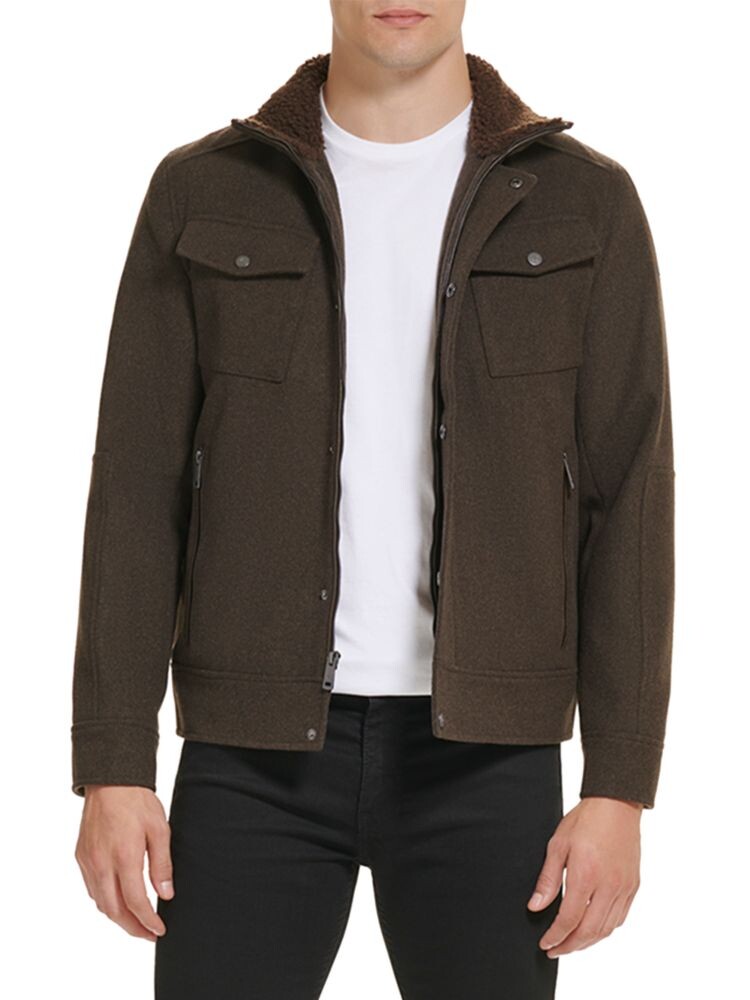 

Куртка Trucker из искусственной овчины из смесовой шерсти Kenneth Cole, коричневый