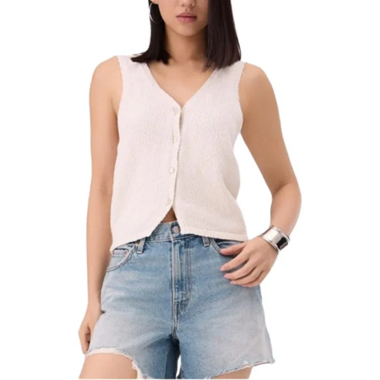 Топ женский белый V-образный вырез прямой посадки Levis, White