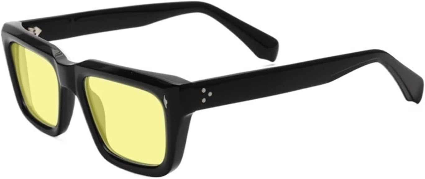 

Винтажные поляризованные ацетатные солнцезащитные очки для мужчин, ретро-дизайнерские солнцезащитные очки UV400, утолщенные солнцезащитные очки для женщин, ручная работа, роскошные очки QOGANS, Black Yellow