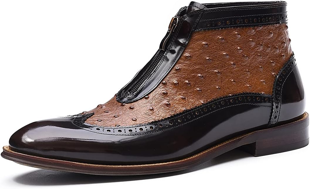 

Мужские ботинки Santimon Chelsea, официальные, из натуральной кожи, с молнией, на щиколотку, модные мужские ботинки для делового, повседневного, свадебного, вечернего и смокингового стиля, удобные вестерн-бутсы, коричневый