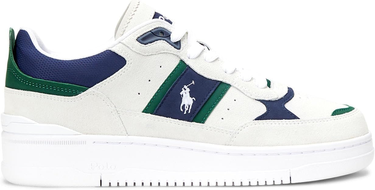 

Polo Ralph Lauren мужские кроссовки Masters Sport из кожи и замши, Bianco/Navy/Green