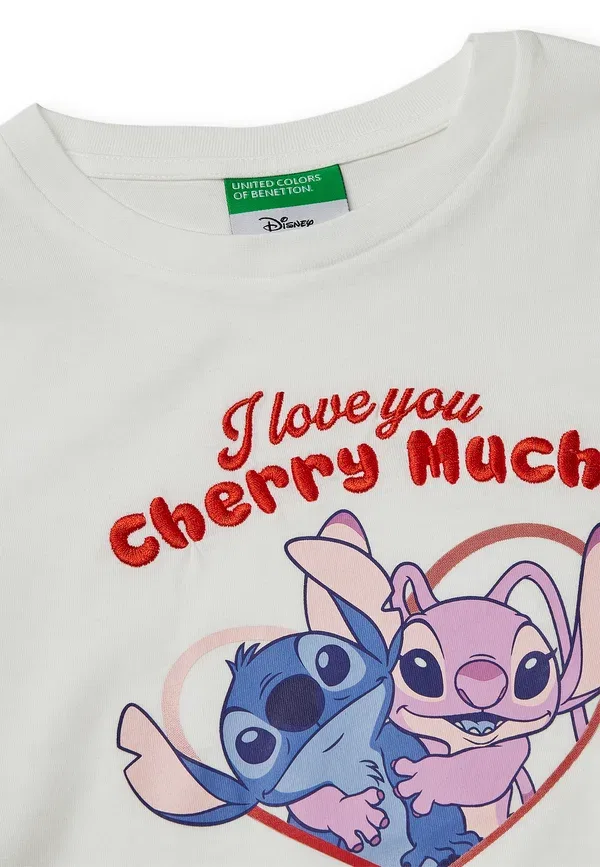 Футболка United Colors Of Benetton Boxy fit disney lilo stitch print t-shirt, белый — фото 3