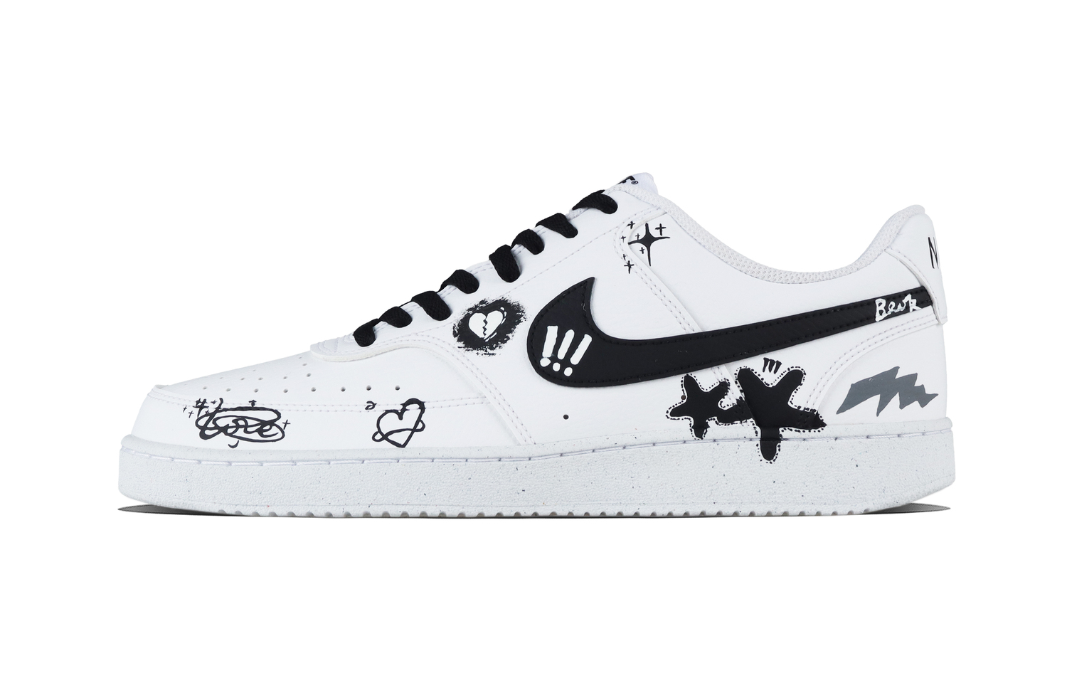 

Nike Court Vision 1 Sky Graffiti Abrasion Resistant Low top Skateboard Shoes Unisex Black