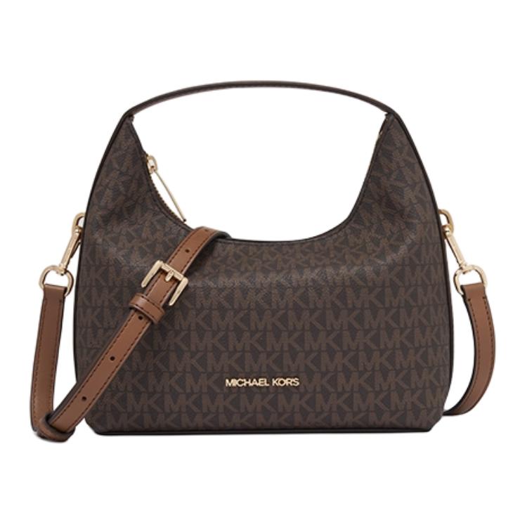 

MICHAEL KORS Искусственная кожаная маленькая женская сумка через плечо на одно плечо темно-коричневого и желудево-коричневого цвета