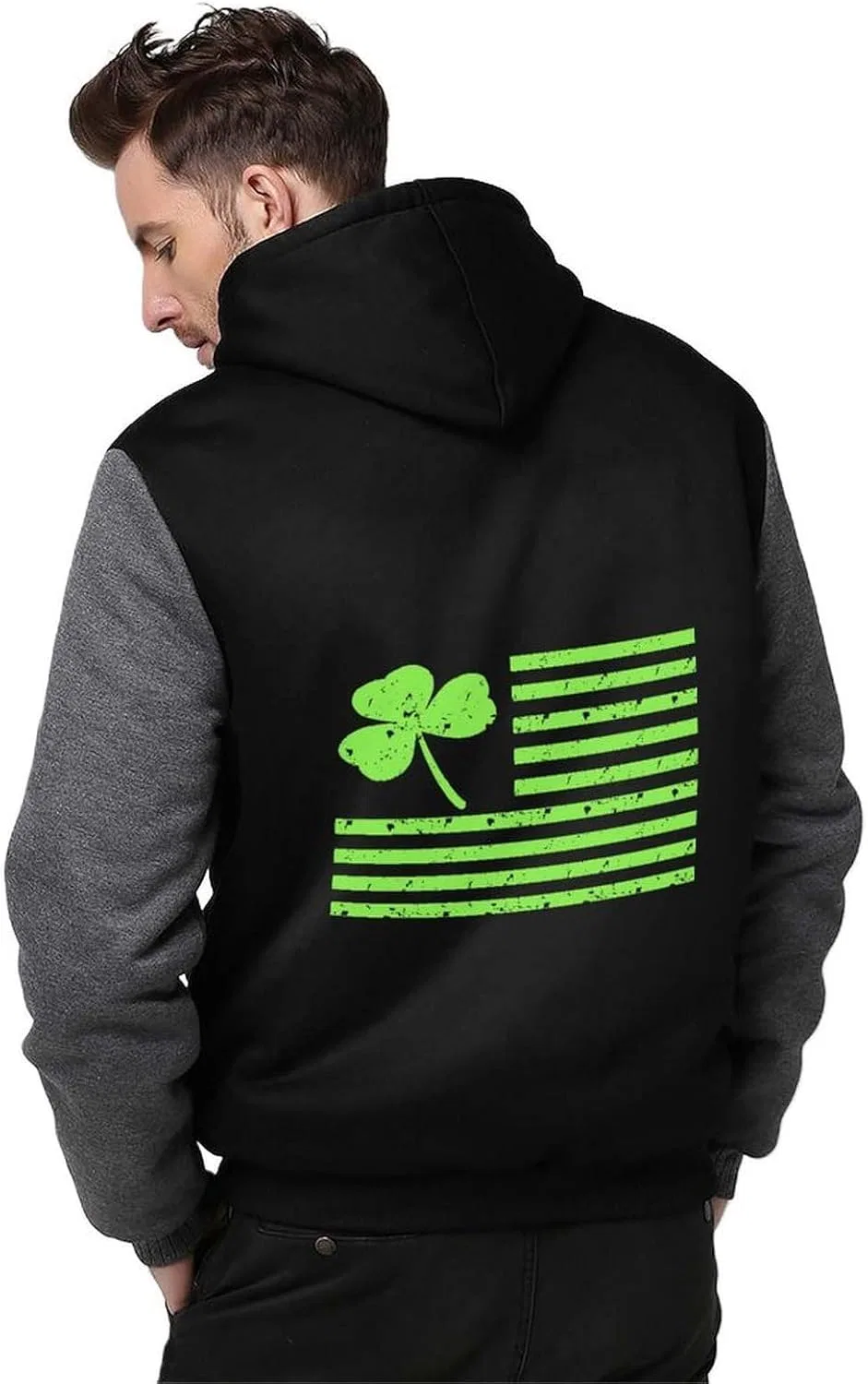 Худи мужское на молнии с флисом, бренд Shamrock Flag, серый