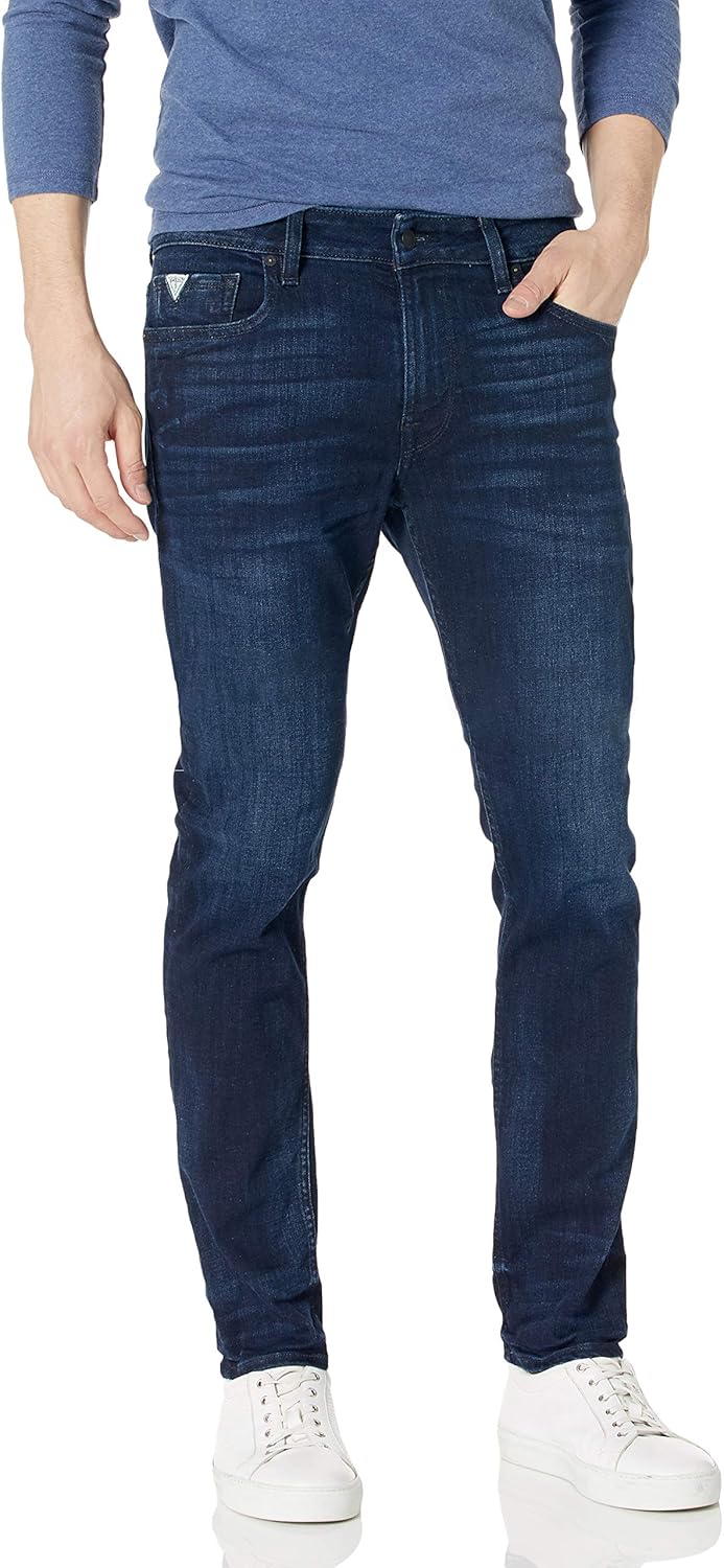 

GUESS Мужские джинсы Mid Rise Slim Fit Tapered Leg, Ringer Wash Indigo
