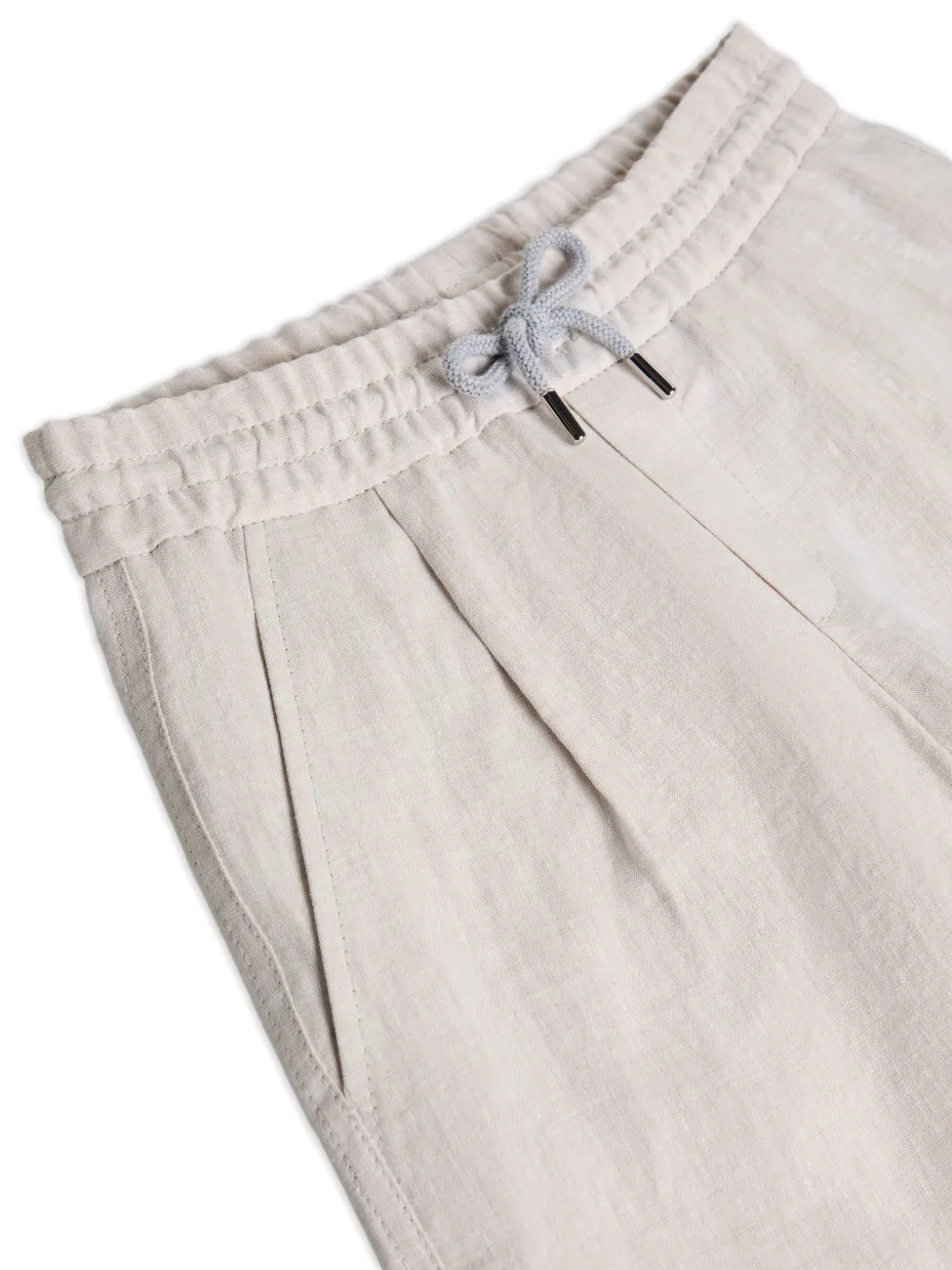 Льняные шорты-бермуды Brunello Cucinelli Kids, нейтральный — фото 3
