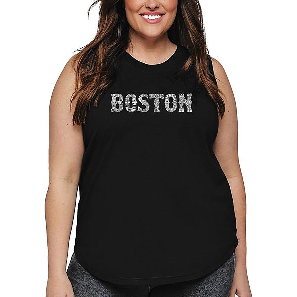 

Женская футболка plus size Word Art - Boston Neighborhoods La Pop Art, Black