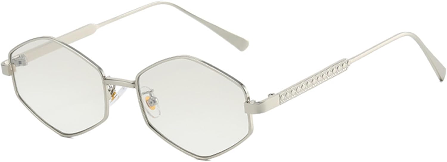 

Солнцезащитные очки bullabulling квадратной формы для женщин и мужчин, ретро 90-х, шестиугольные металлические солнцезащитные очки, винтажные многоугольные очки, Silvery