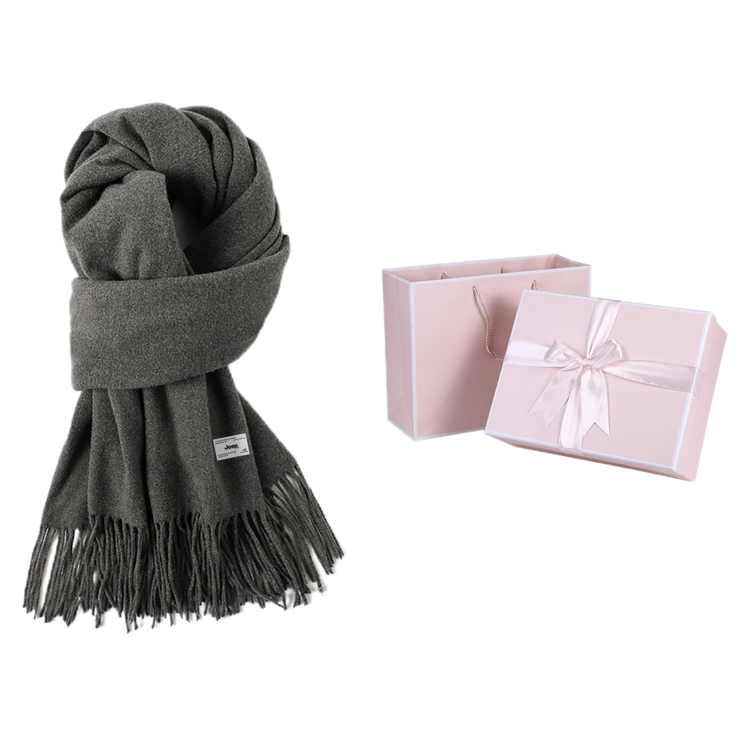 

Jeep Акриловый вязаный шарф унисекс, Heather Gray Pink Gift Box Set
