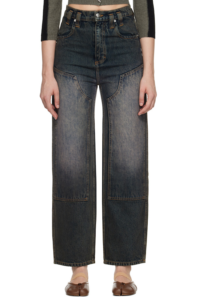 

Eckhaus Latta Синие широкие джинсы с двойными коленями