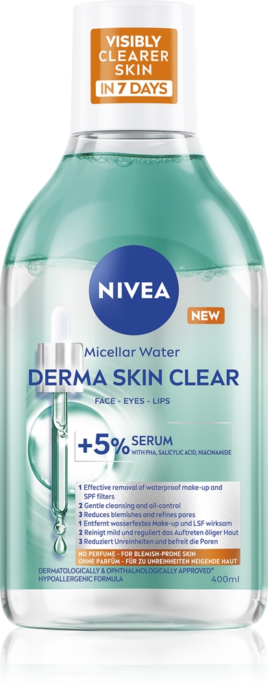 

Очищающая мицеллярная вода Derma skin clear для устранения несовершенств кожи Nivea, 400 мл