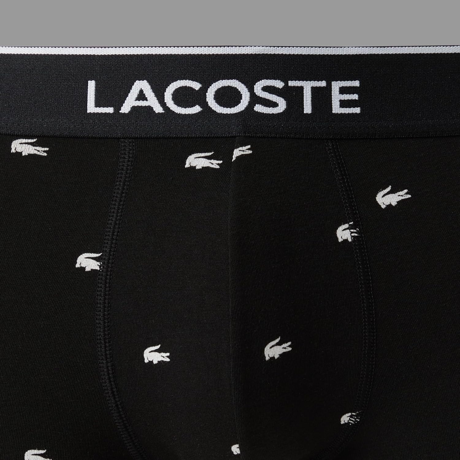 Трусы-боксеры Lacoste, хлопковые с принтом крокодила, набор из трех, черный — фото 2
