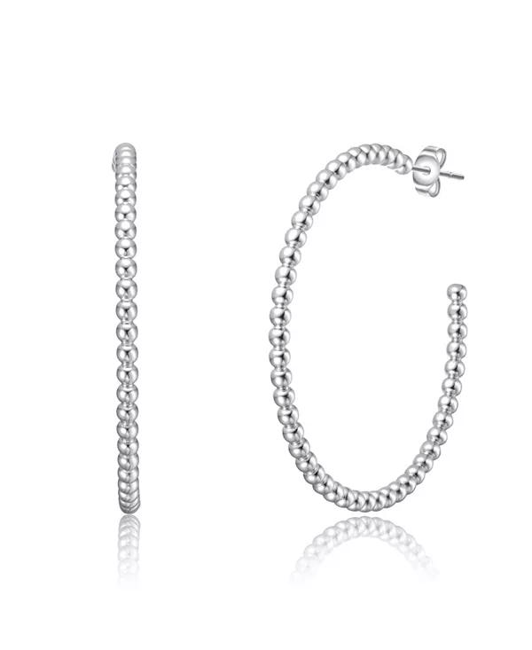 

Серьги-Кольца с современной текстурой из бусин, покрытые белым золотом или 14-каратным золотом Rachel Glauber, silver