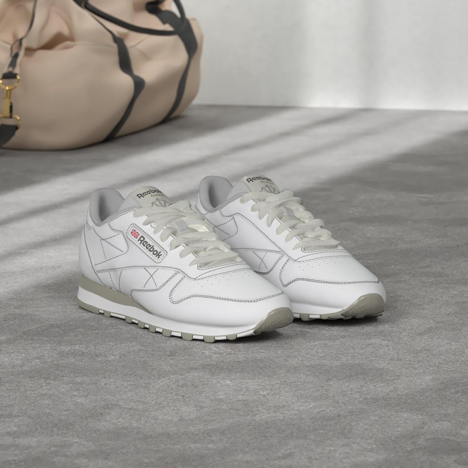 Мужские винтажные кроссовки Reebok Classic Leather 1983, белый/серый — фото 2