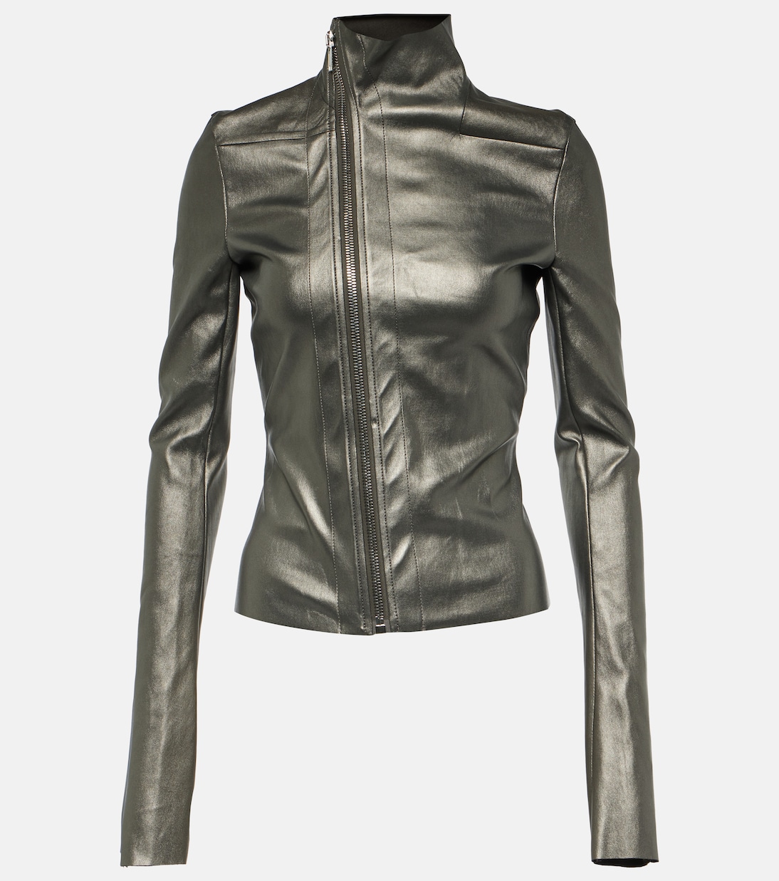 

Куртка из металлизированной кожи и хлопка Rick Owens, Gun Metal