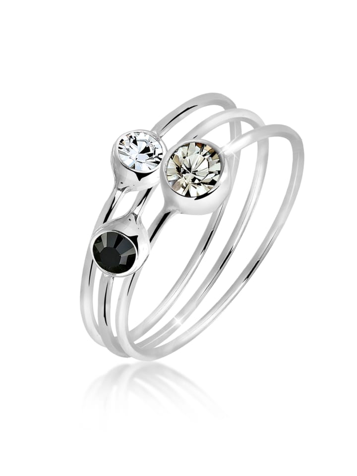 

Elli Кольцо из серебра 925 пробы, комплект серого цвета