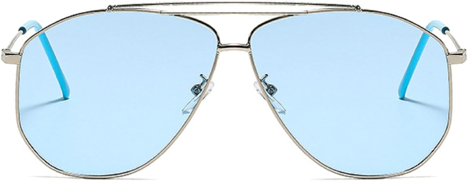 

Ретро-солнцезащитные очки-пилот для женщин и мужчин в стиле 70-х, модные солнцезащитные очки с двойной перемычкой, золотистая металлическая оправа, защита от УФ-излучения mincl, Blue