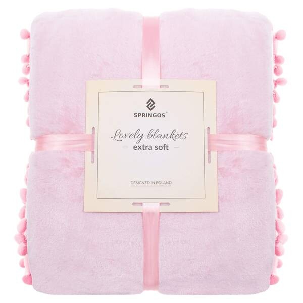 

Одеяло Springos mit Pompons 200x220cm Rosa, 200x220x2 см, роза